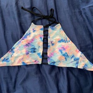 Pink halter bikini top